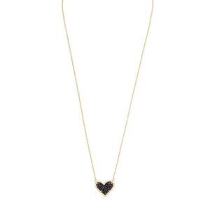 Kendra Scott Ari Heart Necklace Black Drusy & Gold